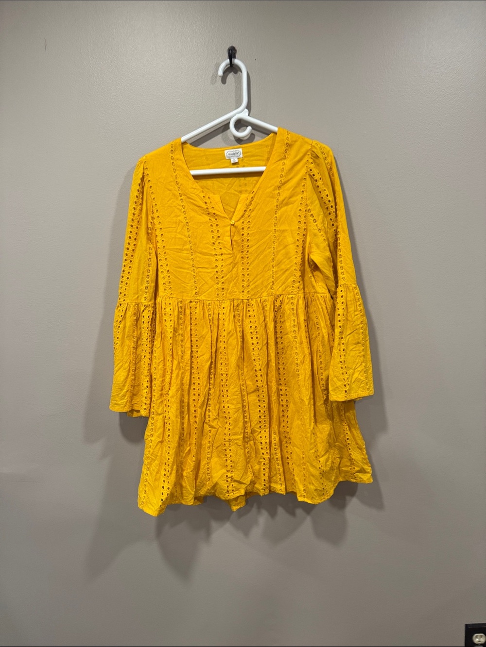 Mud Pie Mustard Eyelet Mini Dress